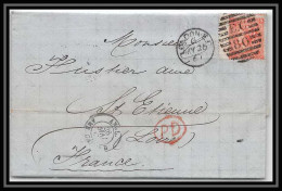 35885 N°32 Victoria 4p Red London St Etienne France 1867 Cachet EC80 Lettre Cover Grande Bretagne England - Brieven En Documenten