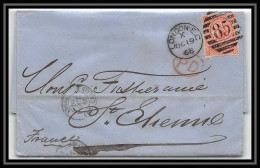 35766 N°32 Victoria 4p Red London St Etienne France 1866 Cachet 85 Lettre Cover Grande Bretagne England - Covers & Documents