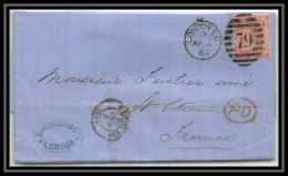 35751 N°32 Victoria 4p Red London St Etienne France 1864 Cachet 79 Lettre Cover Grande Bretagne England - Cartas & Documentos
