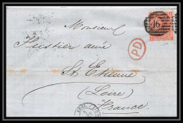 35650 N°32 Victoria 4p Red London St Etienne France 1867 Cachet 46 Lettre Cover Grande Bretagne England - Briefe U. Dokumente