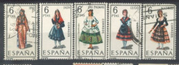 SPAIN, 1969, REGIONAL COSTUMES STAMPS SET OF 5, # 1416/17,1421/22/34, &1437, USED. - Usados