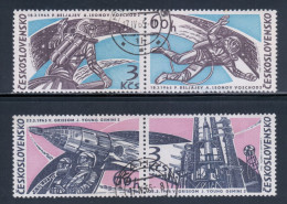 Czechoslovakia 1965 Mi# 1529-1532 Used - 2 Pairs - American And Soviet Astronauts / Space - Used Stamps