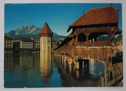 Nostalgie-Vintage Postcard-Switzerland-Lucerne-Chapel Bridge-Water Tower And Mount Pilatus-used With Stamp 1978 - Lucerne