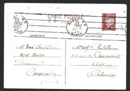 Maroc-Rabat Pour Lisieux Calvados-Entier Postal 1942 - Lettres & Documents