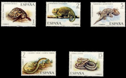 España 1974 Edifil 2192/6 Sellos Nuevos Fauna Hispanica Tortuga Terrestre (Testudo Graeca), Camaleon (Chamaeleo Chamaele - Neufs