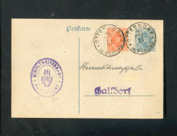 "DEUTSCHES REICH" 1922, Dienst-Postkarte Fuer Wuerttemberg Mi. DP 12/01 Mit Zusatzfrankatur K1 "OTTENDORF" (A1128) - Briefkaarten