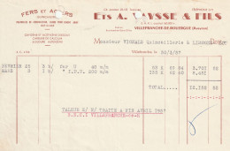 12-A.Vaysse & Fils..Fer & Aciers, Quicaillerie..Villefranche-de-Rouergue...(Aveyron)...1957 - Sonstige & Ohne Zuordnung