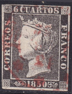 Spain 1850 Sc 1b España Ed 1 Used Date (baeza) Cancel Type I Position 2 With Plate Flaw - Gebraucht