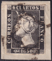 Spain 1850 Sc 1a España Ed 1Ap Used Spider (araña) Cancel Type II Position 18 On Piece - Used Stamps