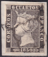 Spain 1850 Sc 1 España Ed 1A Used Spider (araña) Cancel Type II Position 20 On Piece - Used Stamps