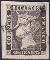 Spain 1850 Sc 1 España Ed 1A Used Spider (araña) Cancel Type II Position 20 On Piece - Oblitérés