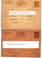 2 Cartes Lettres Préremplies - Entier Postal Sans Valeur-CP1 (brun Et Chamois) - Letter Cards