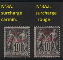 Maroc N°3A/3Aa*. Surcharge Carmin Et Rouge. Cote 176€. - Nuovi