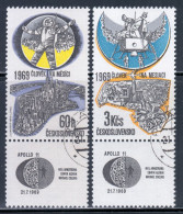 Czechoslovakia 1969 Mi# 1888-1889 Zf Used - With Labels - Man’s 1st Landing On The Moon / Apollo 11 / Space - Europa