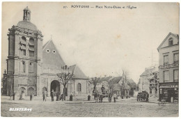 Pontoise (95) , Rare Vue De L église Notre Dame Et Rue Carnot , Envoyée En 1900/1910 - Pontoise