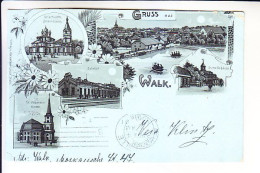 LATVIA ESTONIA  WALK WALKA GRUSS AUS POSTED FROM WALK TO USA 1901 - Lettland