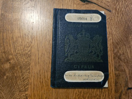 1949 Colony Cyprus Passport Passeport - Travel To Lebanon Egypt Turkey Syria Greece Iraq Sudan Eritrea Revenues Fiscal - Historische Documenten