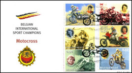 3334-3339 - FDC - Belgian Intern. Sport Champions - Motorcross # - 2001-2010