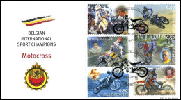 3340-3345 - FDC - Belgian Intern. Sport Champions - Motorcross # - 2001-2010