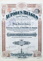 Autobus Belges Societe Anonyme Action 100 Francs1924 -avec Coupons - Automobile