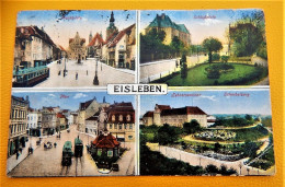 EISLEBEN  -   Multi-Ansichten : Marktplatz, Schlossplatz, Plan, Lehrerseminar  -  1922 - Eisleben
