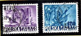 POLOGNE - POSTE AÉRIENNE - YT N° 25 Et 26 OBLITÉRÉS - 1945 - - Usados