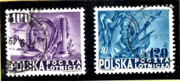 POLOGNE - POSTE AÉRIENNE - YT N° 25 Et 26 OBLITÉRÉS - 1945 - - Used Stamps