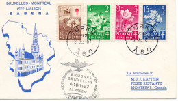 FINLANDE.1957." ANTITUBERCULOSE".AERIEN: "1ER VOL BRUXELLES- MONTREAL". - Lettres & Documents