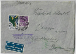 Brazil 1933 Cover São Paulo Friedrichshafen Württemberg Germany Cancel Transatlantic Air Service Condor Zeppelin Label - Airmail (Private Companies)