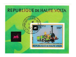 Haute Volta Lot 5 Timbres Et Un Bloc Les Trains - Poste Aérienne - 155 à 159 - Alto Volta (1958-1984)