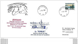 G 304 - Enveloppe Groenland "50ème Anniv Exp Polaires Françaises Missions PE Victor" - Ilulissat 1988 - Covers & Documents