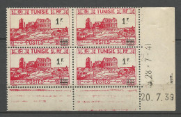 TUNISIE N° 224 Coin Daté 28.7.41 Surcharge Recto Verso NEUF**  SANS CHARNIERE / Hingeless / MNH - Unused Stamps