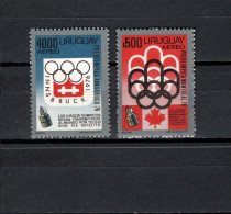 Uruguay 1975 Space, Olympic Games Montreal/Innsbruck 2 Stamps From S/s MNH - América Del Sur