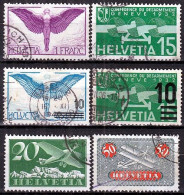 Switzerland / Helvetia / Schweiz / Suisse 1923 - 1935 ⁕ Airmail Mi.184, 191, 213, 256, 285, 320. ⁕ 6v Used - Oblitérés