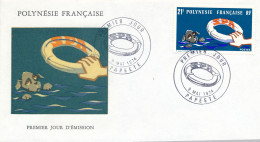 POLYNESIE FRANCAISE - ENVELOPPE PREMIER JOUR  DU 9 MAI 1974 BOUEE DE SAUVETAGE - FDC