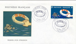 POLYNESIE FRANCAISE - ENVELOPPE OBLITEREE  DU 9 MAI 1974 BOUEE DE SAUVETAGE ET CHIEN - Cartas & Documentos