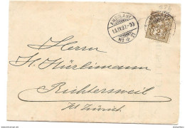 278 - 11 .- Lettre Envoyée à Richtersweil 1897 - Cachets "Ambulant" - Cartas & Documentos