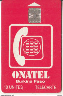 BURKINA FASO - Onatel Logo(red & White) 10 Units, Chip SC7, Red CN : 10 Digits(at Left), Used - Burkina Faso