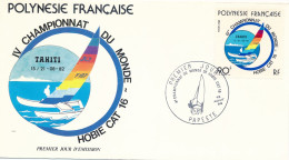 POLYNESIE FRANCAISE - ENVELOPPE PREMIER JOUR  DU 13 AOUT 1982 4EME CHAMPIONNAT DU MONDE DE HOBBIE CAT 16 - Sailing