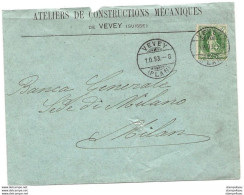 VD - 56 - Enveloppe Envoyée De Vevey 1893 - Brieven En Documenten