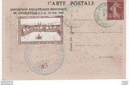 France - Entier Postal Semeuse 15 C Timbré Sur Commande De L 'Exposition Philatelique De Charleville En 1931 - Cartes Postales Types Et TSC (avant 1995)