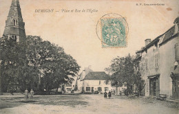 Demigny * 1906 * Place Et Rue De L'église * Café CHARDONNET * Enfants Villageois - Autres & Non Classés