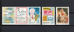 Uruguay 1977 Space, Werner Heisenberg, Football Soccer World Cup, Zeppelin, Rubens Set Of 4 MNH - Sud America