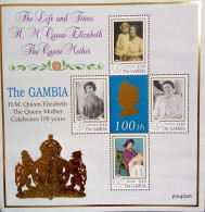 Gambia 1999, 100th Birth Anniversary Of Queen Mother, MNH Unusual S/S - Gambie (1965-...)