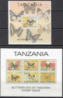 2005 Tanzania Butterflies Complete Set Of 2 Sheets MNH - Tanzania (1964-...)