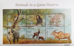 Gambia 2000, Animals In A Game Reserve & Wildlife Of The African Bushveld, MNH S/S - Gambie (1965-...)