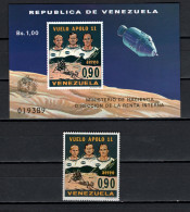 Venezuela 1969 Space, Apollo 11 Moonlanding Stamp + S/s MNH - América Del Sur