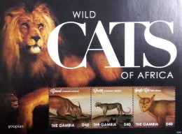 Gambia 2012, Wild Cats Of Africa, MNH S/S - Gambia (1965-...)