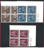 1957 LIECHTENSTEIN, N° 324/326  3 Valori   MNH**  QUARTINA - Otros & Sin Clasificación