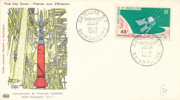 SAINT PIERRE ET MIQUELON - LANCEMENT DU PREMIER SATELLITE ACTIF FRANCAIS D1 23 MAI 1966 SAINT PIERRE - Storia Postale